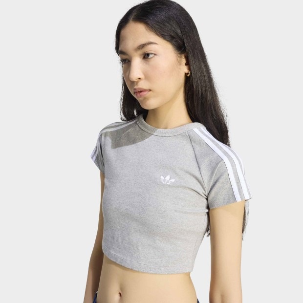 レディース アディカラー SST 半袖 ベビーTシャツ　ミディアムグレーヘザー　