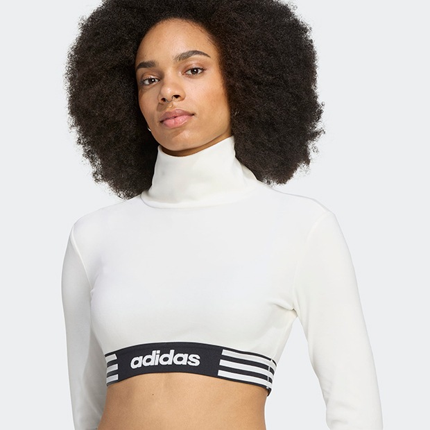 レディース ウィンターライズド 長袖クロップTシャツ オフホワイト