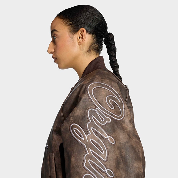 レディース ATHLETIC DEPT ビンテージ合成皮革ジャケット ダーク