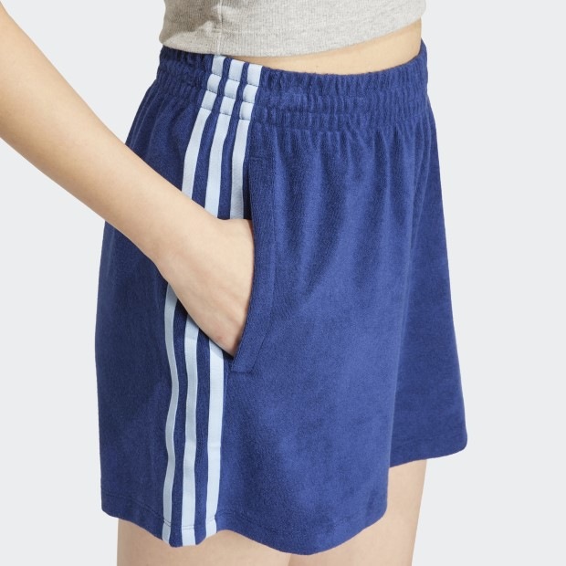 [ADIDAS] レディース ショートパンツ テリーパンツ ブルー レディース テリーショーツ ダークブルー ｜アパレル,レディース