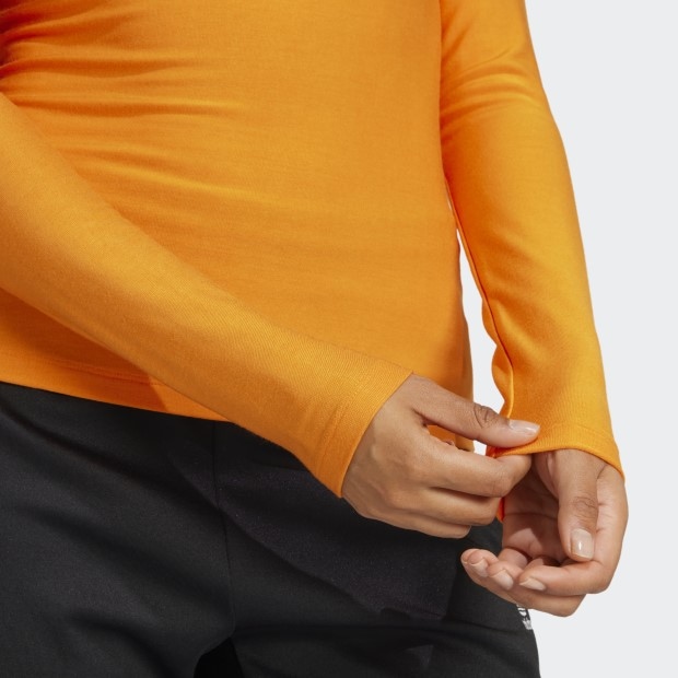 レディース 70S 長袖スリーストライプスTシャツ ユニティオレンジ