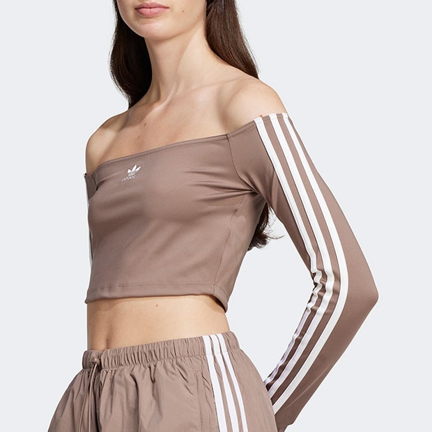 レディース アディカラー オフショルダー 長袖Tシャツ トレース