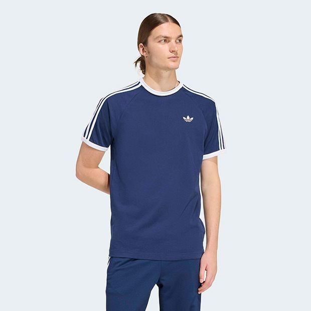 メンズ アディカラー スリーストライプ 半袖 Tシャツ　ナイトインディゴ　