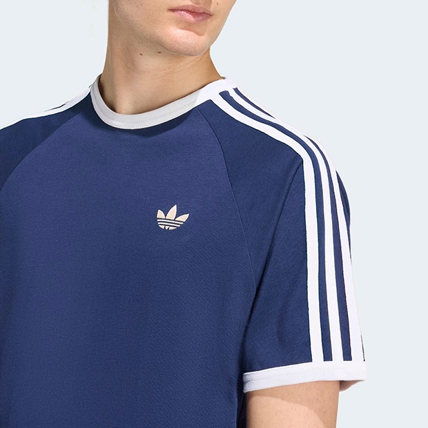 メンズ アディカラー スリーストライプ 半袖 Tシャツ　ナイトインディゴ　