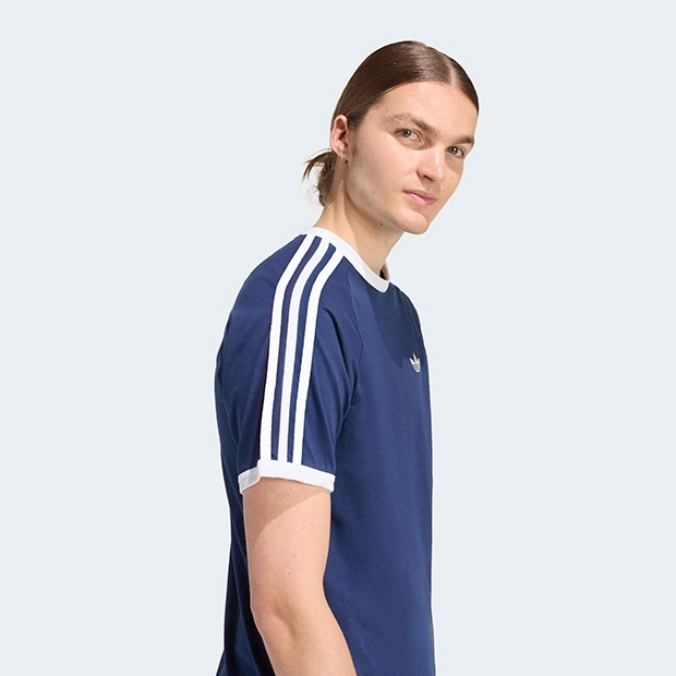 メンズ アディカラー スリーストライプ 半袖 Tシャツ ナイトインディゴ