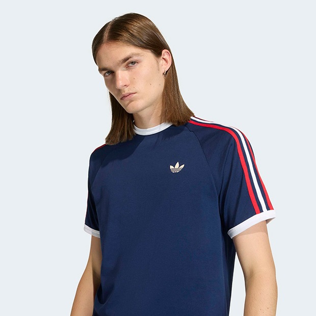 メンズ アディカラー スリーストライプ 半袖 Tシャツ ナイトインディゴ
