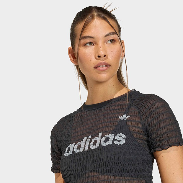 レディース スモックド 半袖 カリ Tシャツ ブラック｜すべての商品