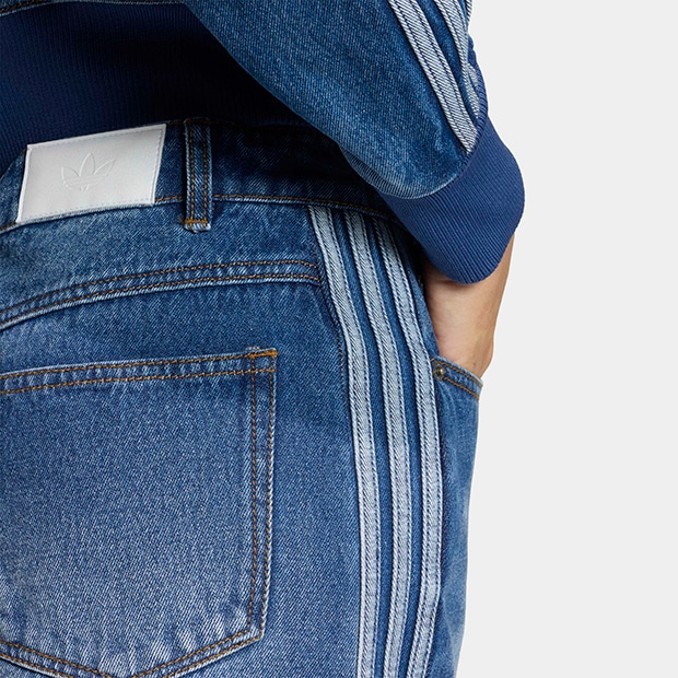 レディース アディカラー スリーストライプス デニム ペンシルスカート