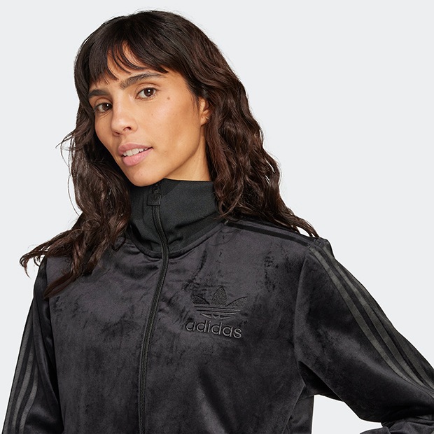 レディース アディカラー ベロア トラックトップ　ブラック　