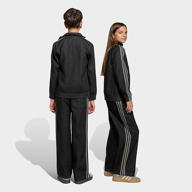 ジュニア キッズ アディカラー ファイヤーバード デニム トラックパンツ トゥルーブラックデニム