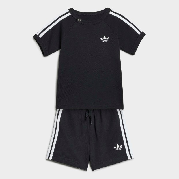 ジュニア キッズ スリーストライプス 半袖Tシャツ・パンツセット　ブラック　
