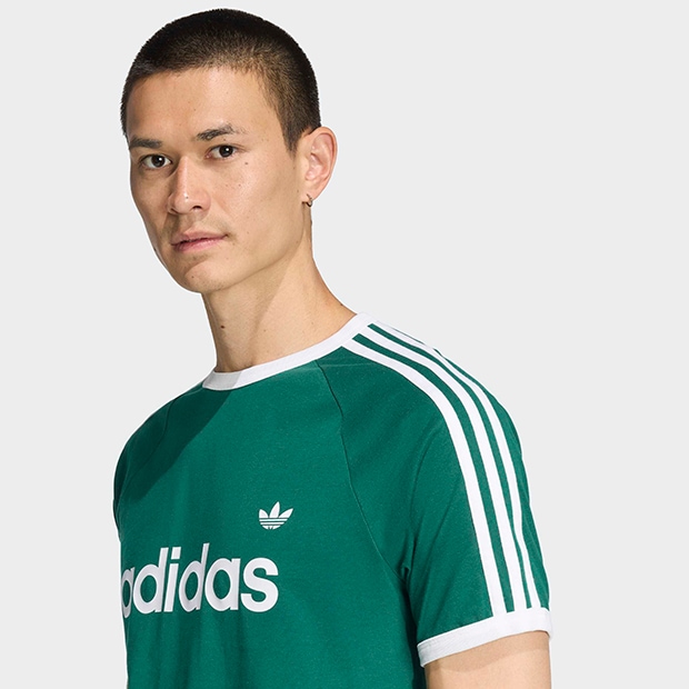 メンズ アディカラー スリーストライプス スリム リンガー Tシャツ