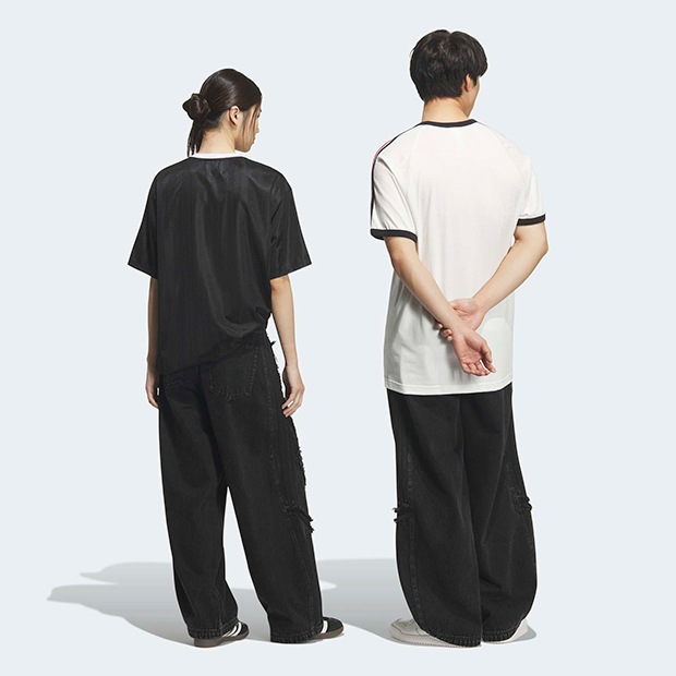ユニセックス アディカラー チームガイスト ワイド デニム パンツ