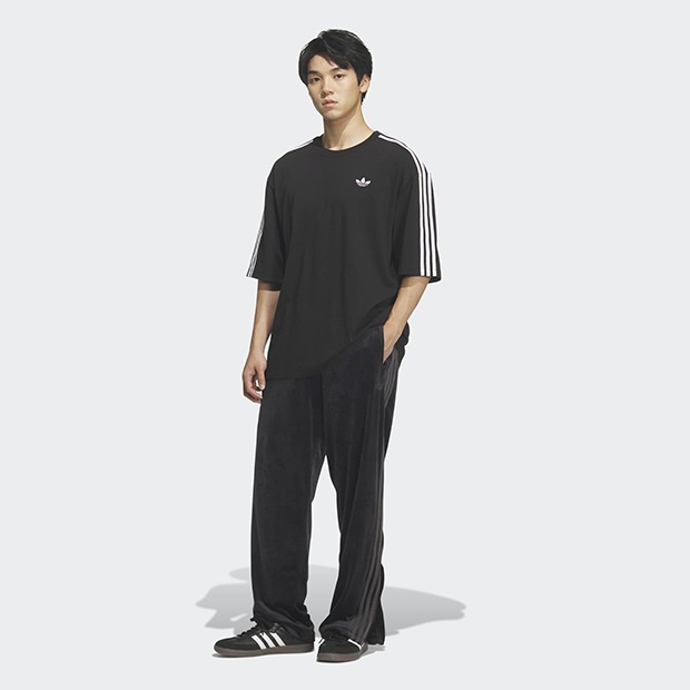 adidas ベロアトラックパンツ ブラック ユニセックス アディカラー FB TP ベロア トラックパンツ ブラック