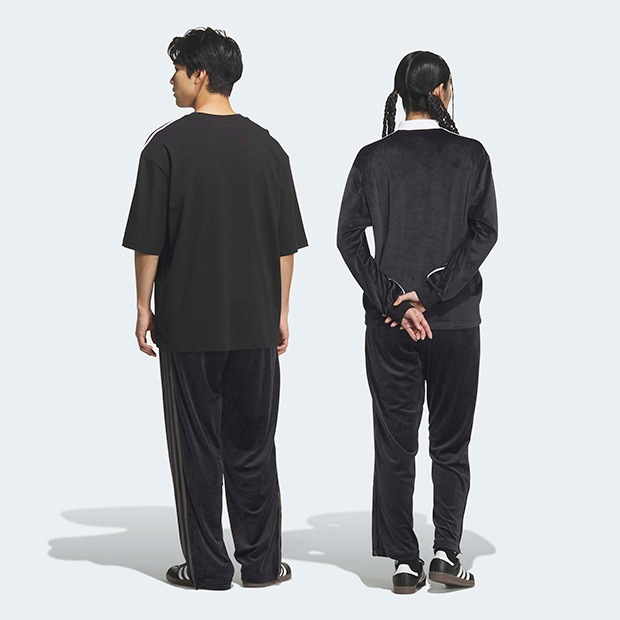 ユニセックス アディカラー FB TP ベロア トラックパンツ ブラック