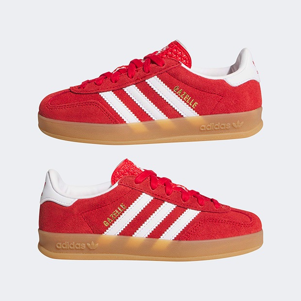 ジュニア キッズ ガゼル インドア GAZELLE INDOOR CF EL C oow93　ベタースカーレット×クラウドホワイト　