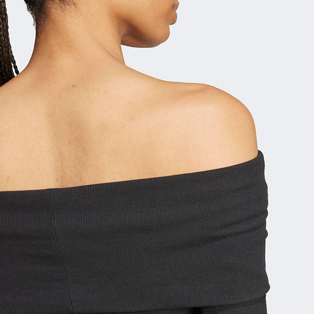 レディース アディダス オリジナルス オフショルダートップ ブラック