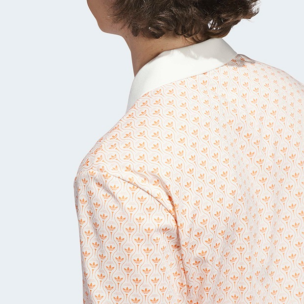 メンズ オリジナルス オールオーバー トレフォイル 半袖 ポロ チョークホワイト×ダスキーオレンジ