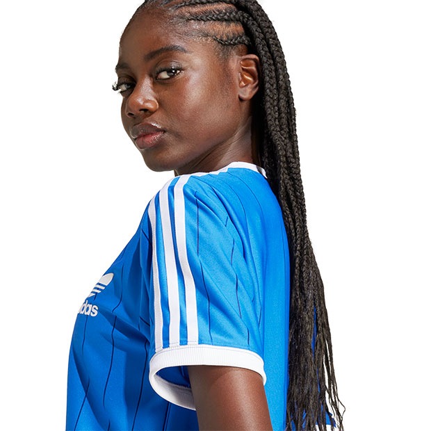 レディース アディカラースリーストライプス ピンストライプ半袖