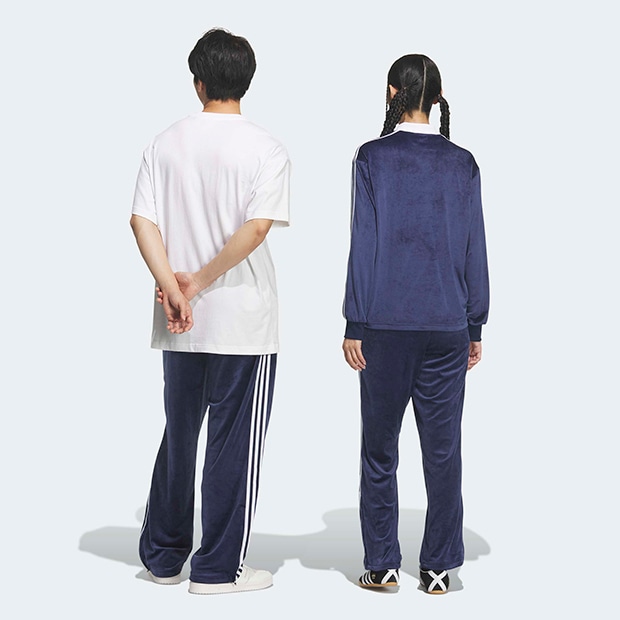 ユニセックス アディカラー FB TP ベロア トラックパンツ ナイトインディゴ