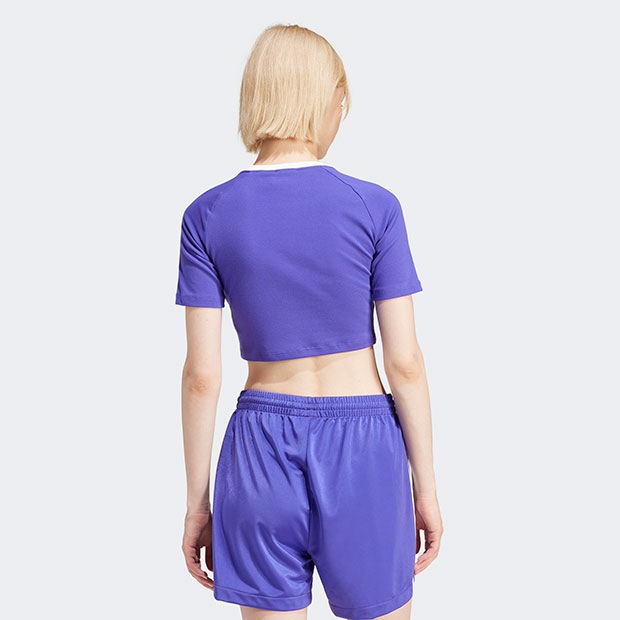 レディース スリーストライプス 半袖ベビーTシャツ エナジーインク