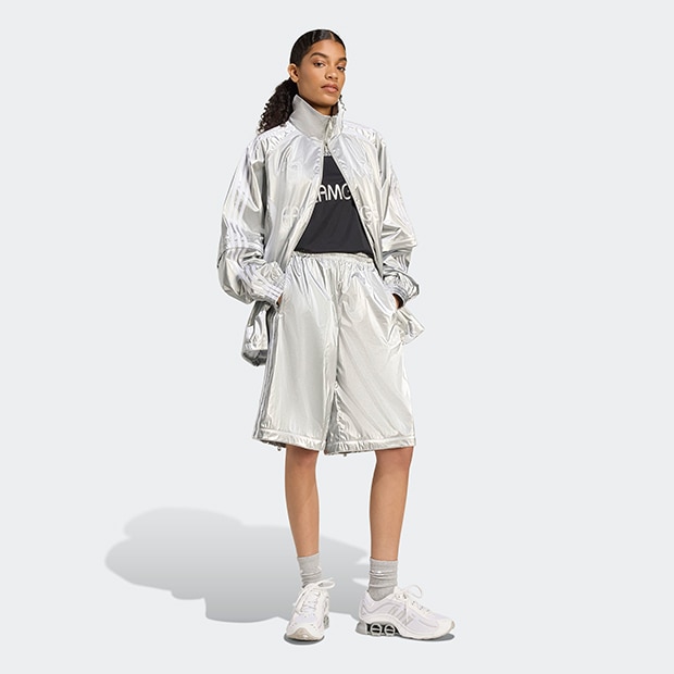 超希少良品 トライレイヤード ニューポート サテンメッキ仕上げ Tel3シルバー レディース 起毛ツイル オーバーサイズ ファイアーバード トラック