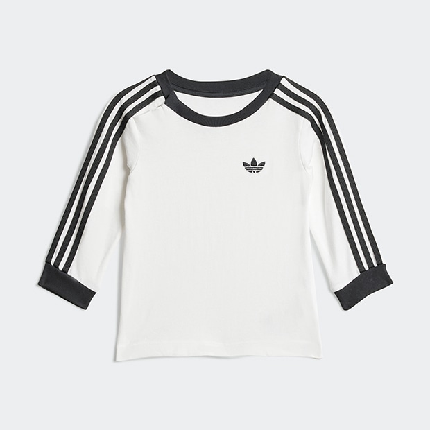 ジュニア ベビー アディカラー 長袖Tシャツ セットアップ ホワイト×ブラック