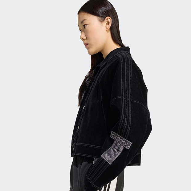 レディース アディブレイク 起毛ツイル ジャケット ブラック