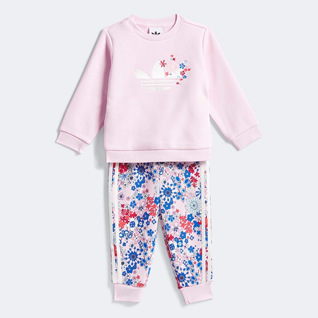 ジュニア ベビー ADIDAS × LIBERTY LONDON 長袖クルーセット　クリアピンク　