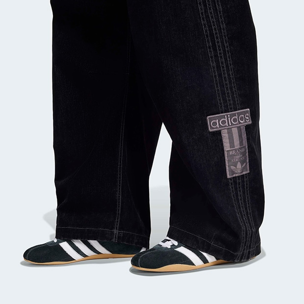 レディース アディブレイク 起毛ツイル パンツ ブラック ｜アパレル