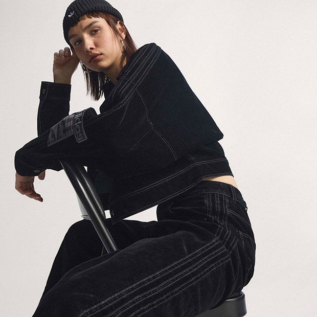 レディース アディブレイク 起毛ツイル パンツ ブラック ｜アパレル