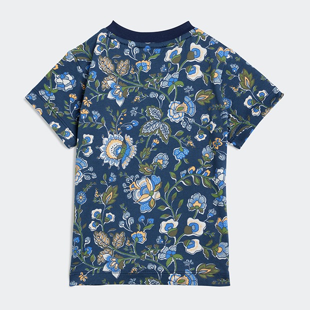 ジュニア ベビー ADIDAS ORIGINALS × LIBERTY LONDON 半袖Tシャツ セットアップ ナイトインディゴ×マルチカラー