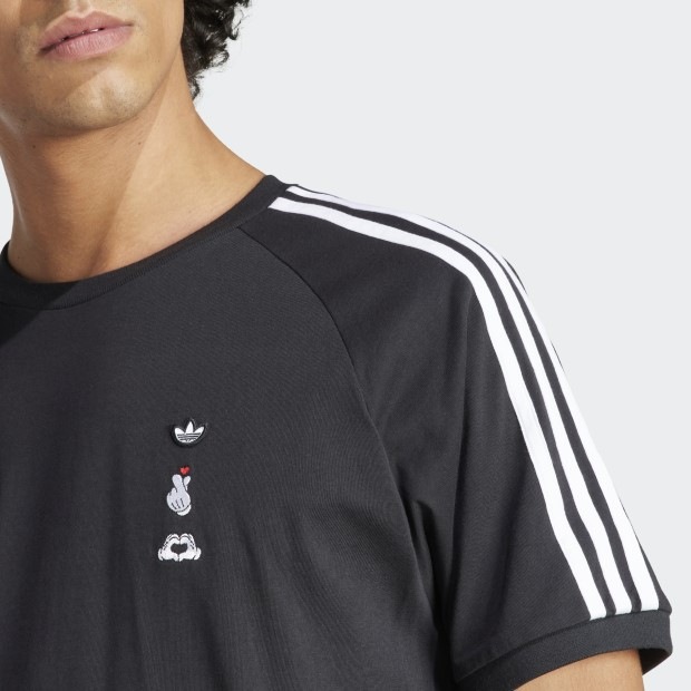 ミッキーマウス×ORIGINALS スリーストライプスTシャツ ブラック