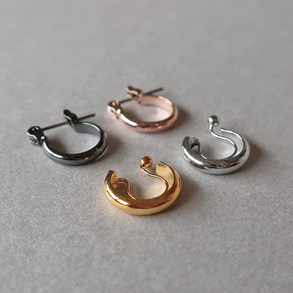 日本製 ノンホールピアス キャッチレス フープピアス 純チタン