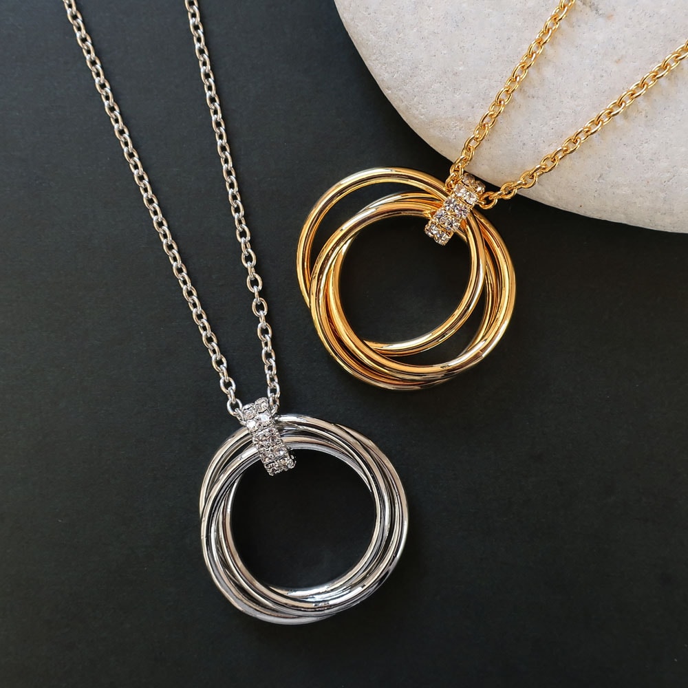 日本製 Trinity 3-hoop long necklace | ネックレス | 日本製