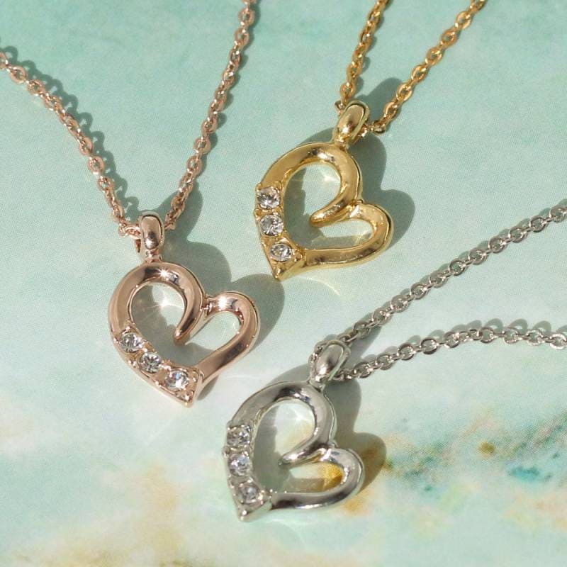 小物 JEWEL 日本製 金属アレルギー 小さ目 オープンハート ネックレス