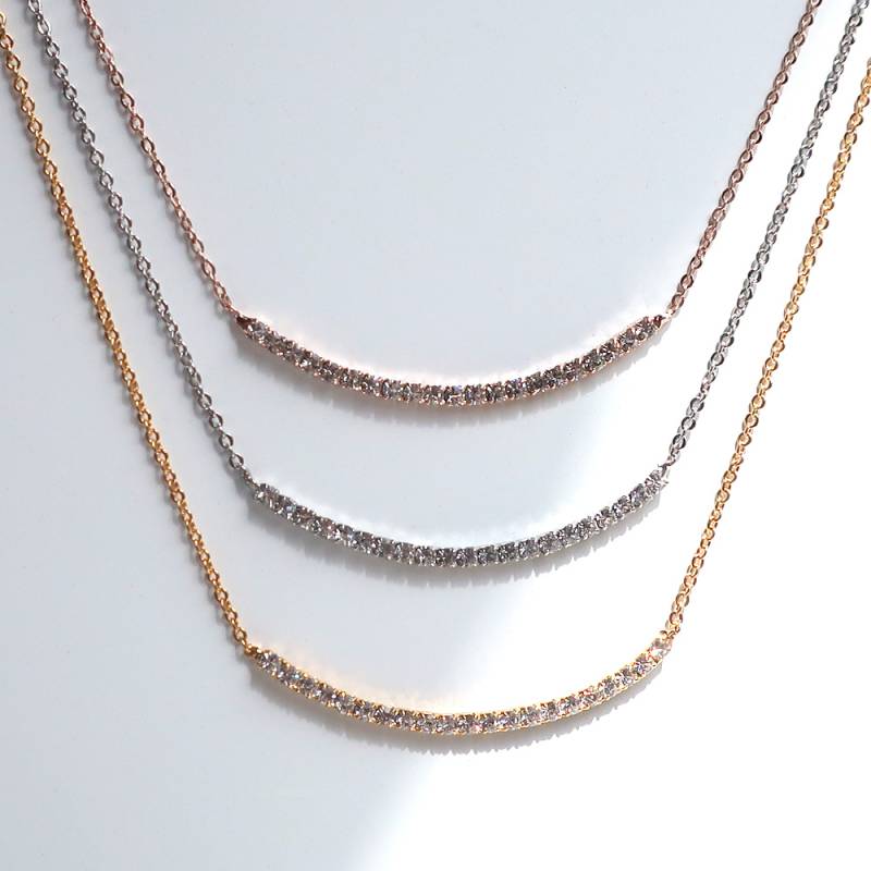 日本製 K18GP ラウンド ラインストーンネックレス 金属アレルギー対応