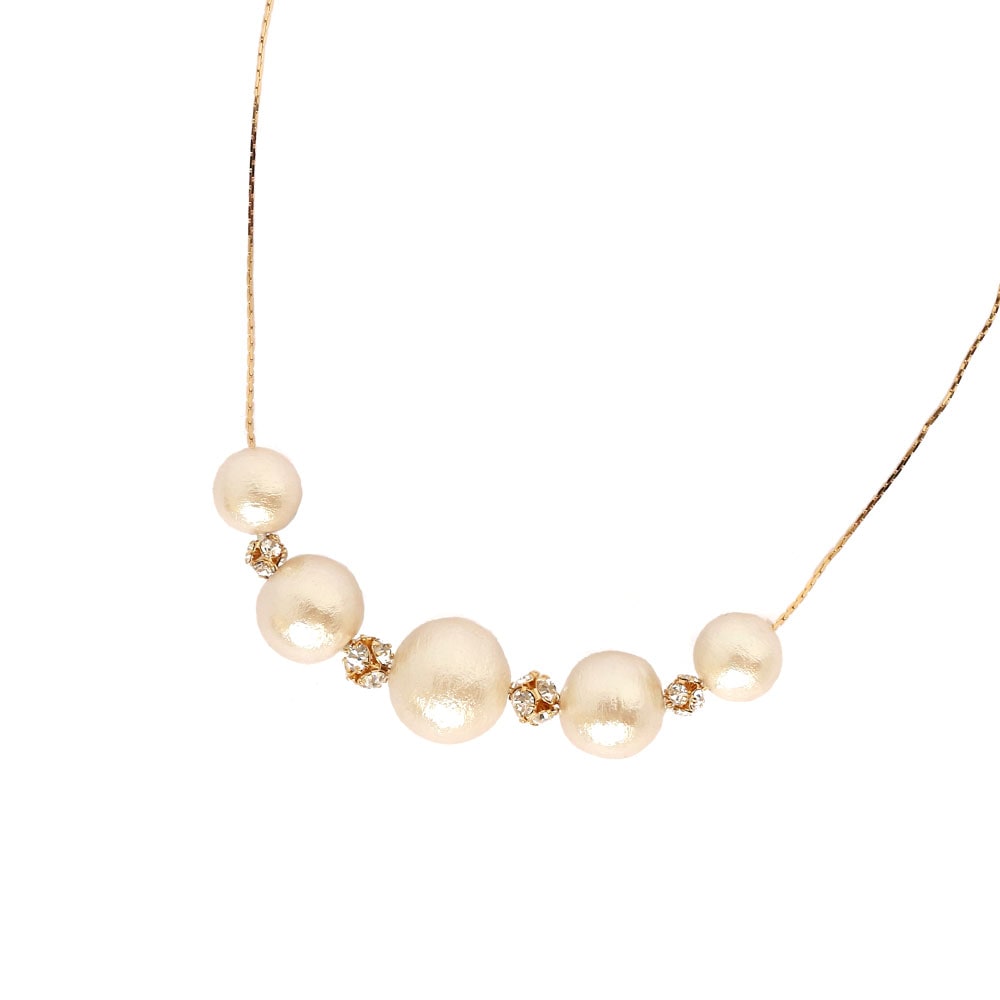 サイズグラデーションのパヴェボール＆コットンパールネックレス | ネックレス | 日本製MelodyAccessoryメロディーアクセサリー公式