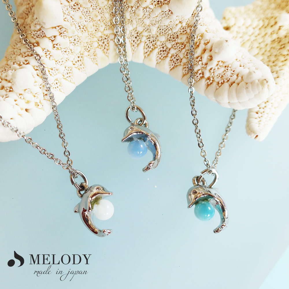 日本製 Synthetic Cat's Eye Dolphin Necklace | ネックレス