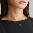 送料無料 日本製 シンプルクロスの2連チェーンネックレス |ネックレス