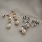 送料無料 日本製 艶パール＆パヴェボールのオトナ顔ピアス/イヤリング