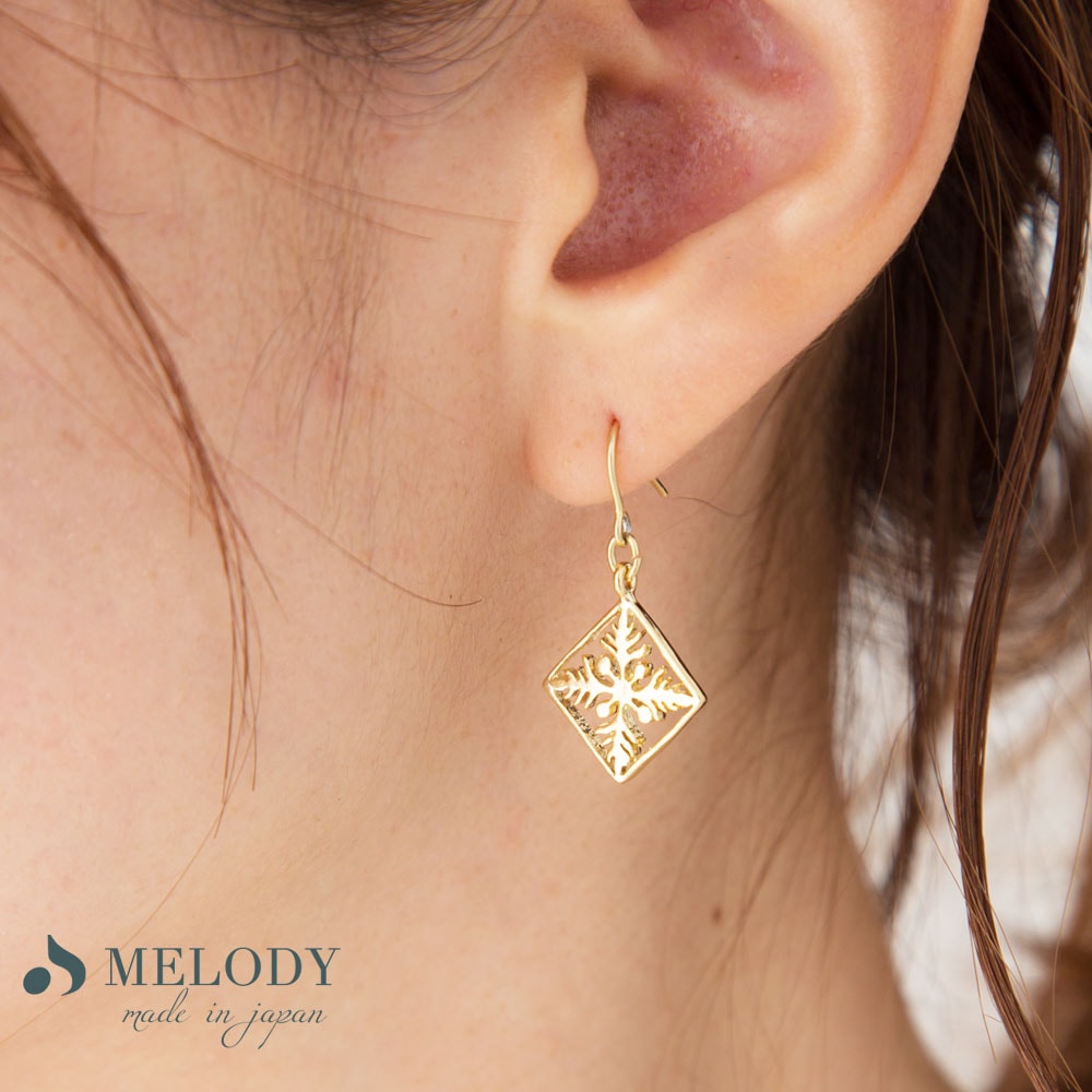 ハワイアンジュエリー イヤリング ピアス レディース K18GP キルト