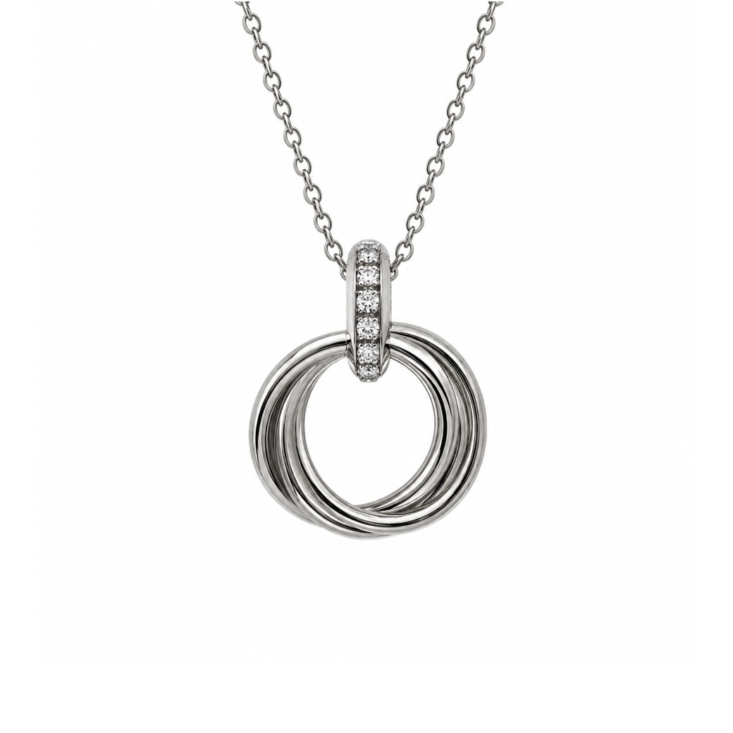 Eternal Link Necklace｜日本製 ビジュー 3連 4連 リングネックレス