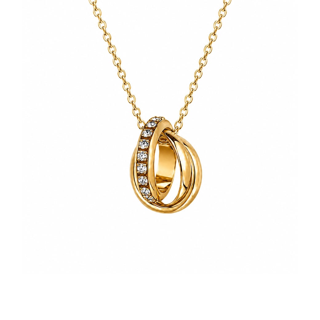 Eternal Link Necklace｜日本製 ビジュー 3連 4連 リングネックレス