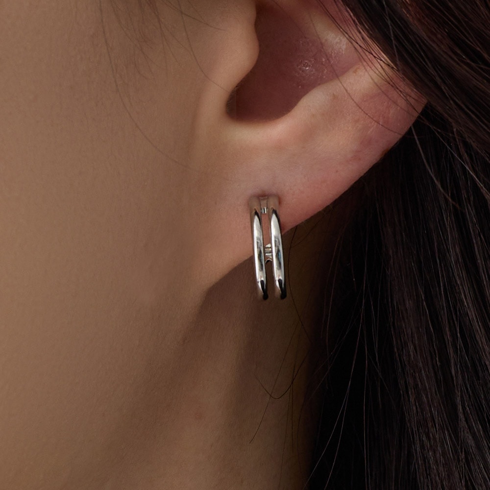 新品 ピアス レディース フープ ラウンド 2連 K18 ピアス レディース フープ ラウンド 2連 K18 両耳 新品 : 御徒町