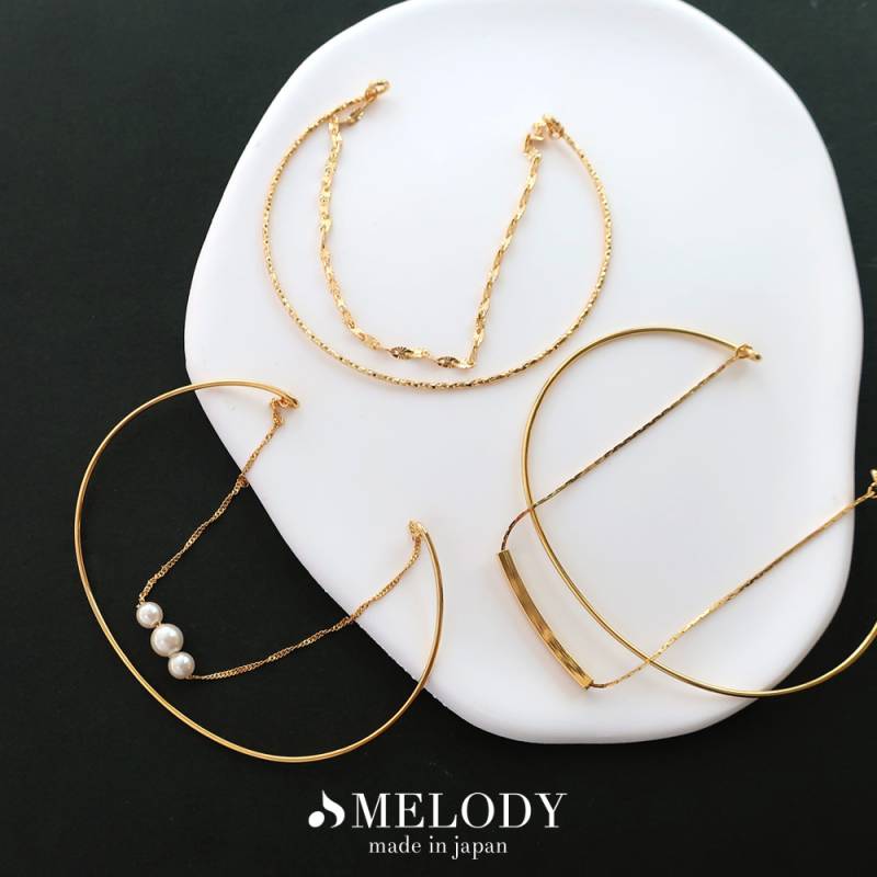 新品】24K ミロワチェーン&ツイストリーフチェーン二連ブレスレット
