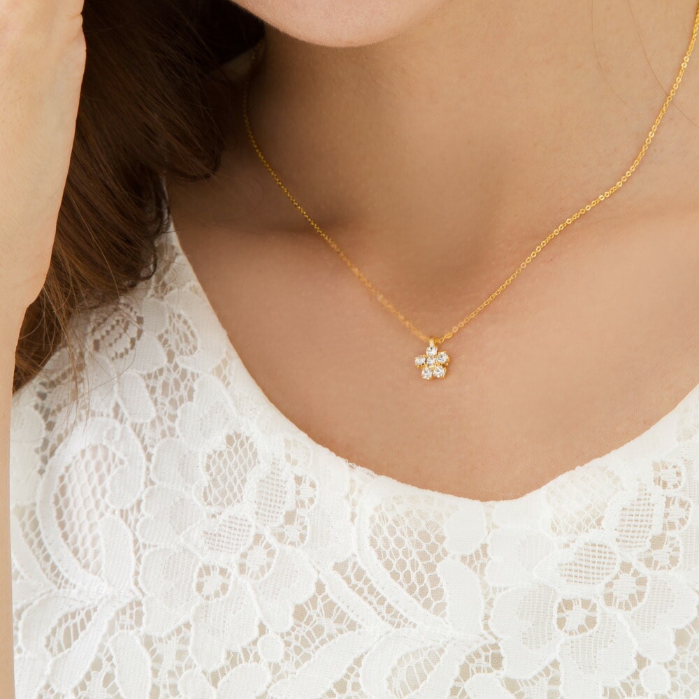 花　フラワー　ペンダント　ネックレス ダリアモチーフ ワイヤーフラワーネックレス ネックレス・ペンダント