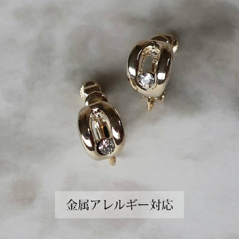 イヤリング K18 ニッケルフリー 1粒 ストーン プチ フープ ねじばね 結婚式 オフィス レディース アクセサリー フォーマル ゴールド シルバー 金属アレルギー プレゼント 18金