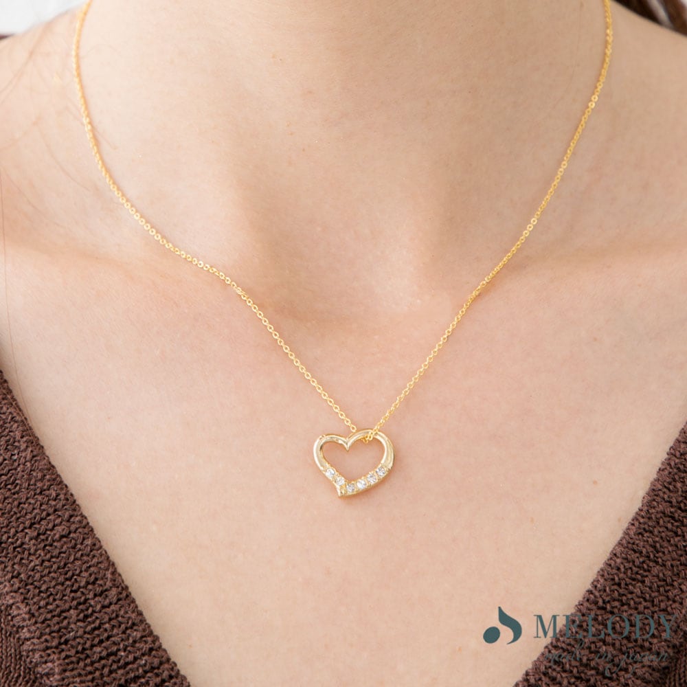 送料無料 オープンハートラインストーンネックレス | ネックレス