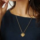 日本製 アラベスク 透かし ハート ロングネックレス